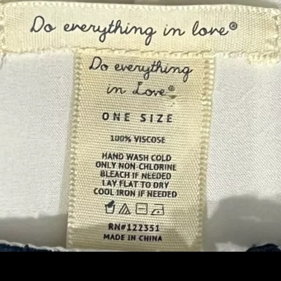 Do Everything in Love Embroidered Poncho with Fringe Blue White Tassels OS Boho - Picture 8 of 10